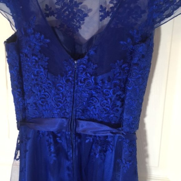 MARINA Dresses Beautiful Cobalt Blue Elegant Dress With Lace Poshmark